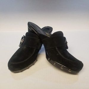 STUART WEITZMAN Wanna Black Sport Suede Mule Heel